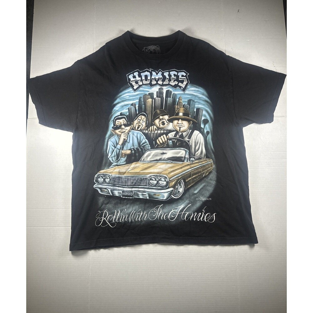 Homies T-Shirt Rollin with the Homies Low Rider Men's Size XL Black Blue